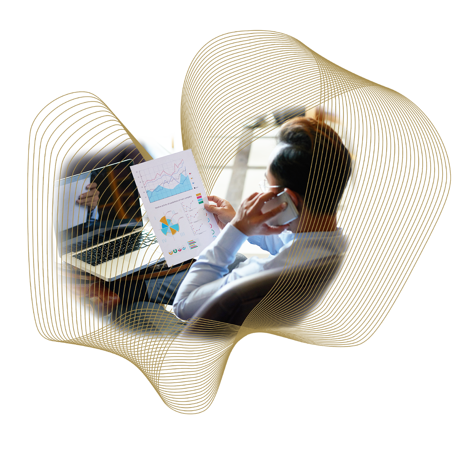 Person conducting research communicating with client